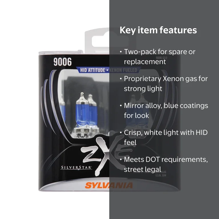 Sylvania 9006 SilverStar zXe Halogen Headlight Bulb, Pack of 2