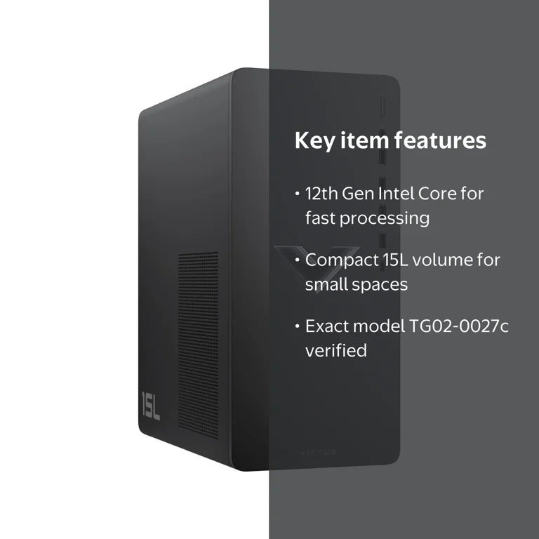 HP Victus 15L Prebuilt Gaming Tower Desktop, 12th Gen Intel Core