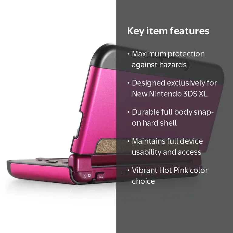 TNP New 3DS XL Case (Hot Pink) - Plastic + Aluminium Full Body