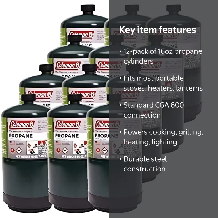 Coleman, Camping Cylinder, 16 oz, Multicolor, Includes 12 Coleman, Camping Cylinder, 16 oz, Multicolor, Includes 12