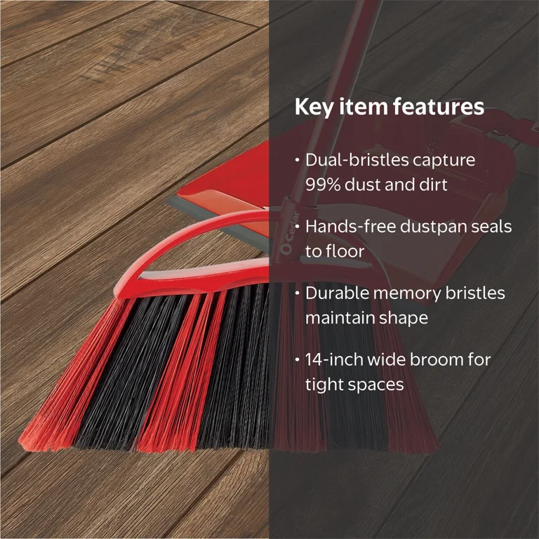 O-Cedar, PowerCorner One Sweep Broom with Step On Dust Pan, 11