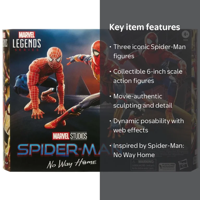 Hasbro Marvel Legends Spider-Man Action Figures, 3ct, Movie