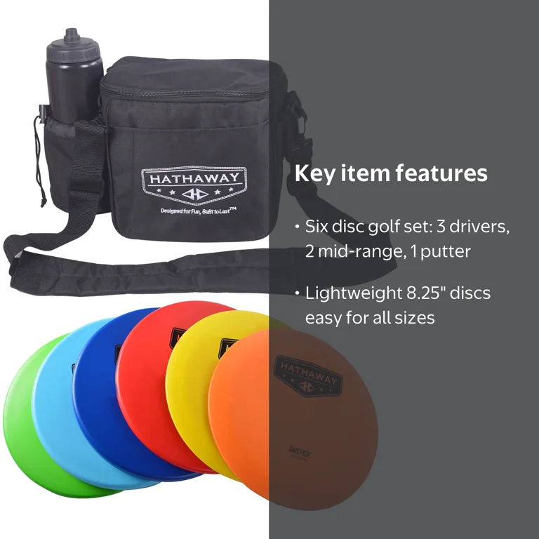 Hathaway, Disc Golf Starter Set, 6 Discs, Includes PVC Carry Case