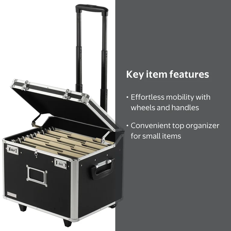 Vaultz Mobile File Chest, Locking, Letter and Legal Size, Black