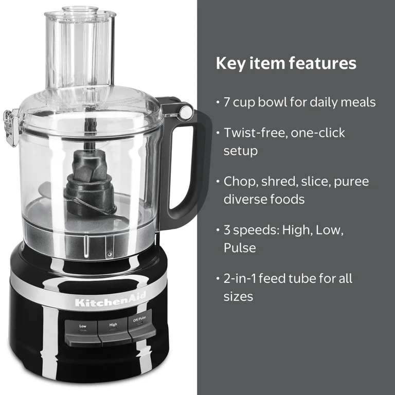 KitchenAid, Food Processor, KFP0718, Onyx Black, 7 Cup Capacity