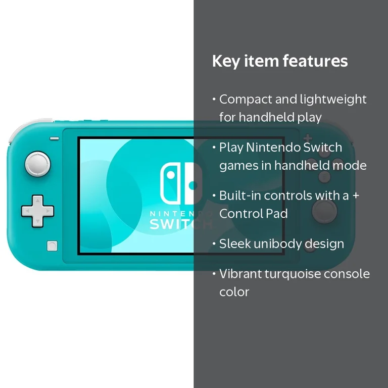 Nintendo Switch Lite, Handheld Game Console, Turquoise, Compact