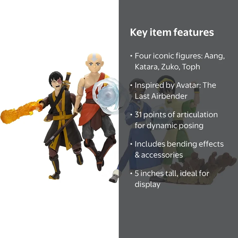 Fold Avatar Elemental Action Figures, with High-Quality ABS/PVC 4