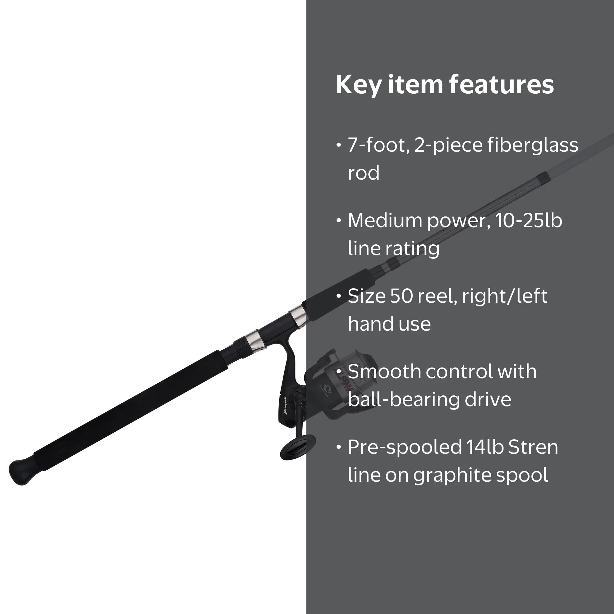 Shakespeare Alpha® Spinning Combo, 7' Medium Fishing Rod, 50 Size