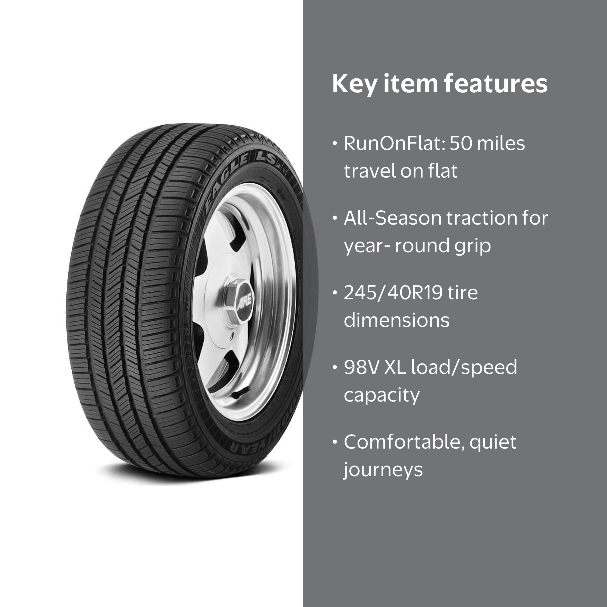 Goodyear Eagle LS2 ROF 245/40R19 98V XL All-Season Run Flat Tire