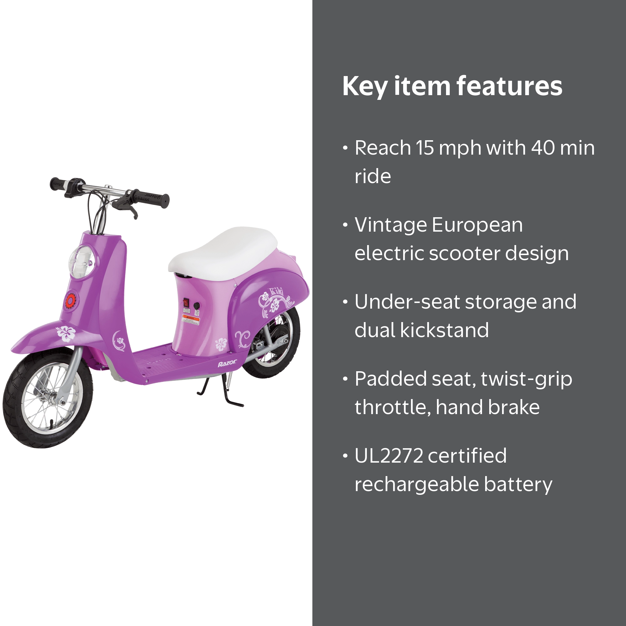 Razor Pocket Mod Classic - Euro Style Electric Scooter for Ages 8+