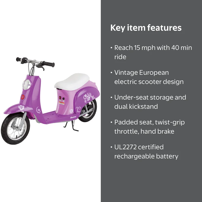 Razor Pocket Mod Classic - Euro Style Electric Scooter for Ages 8+