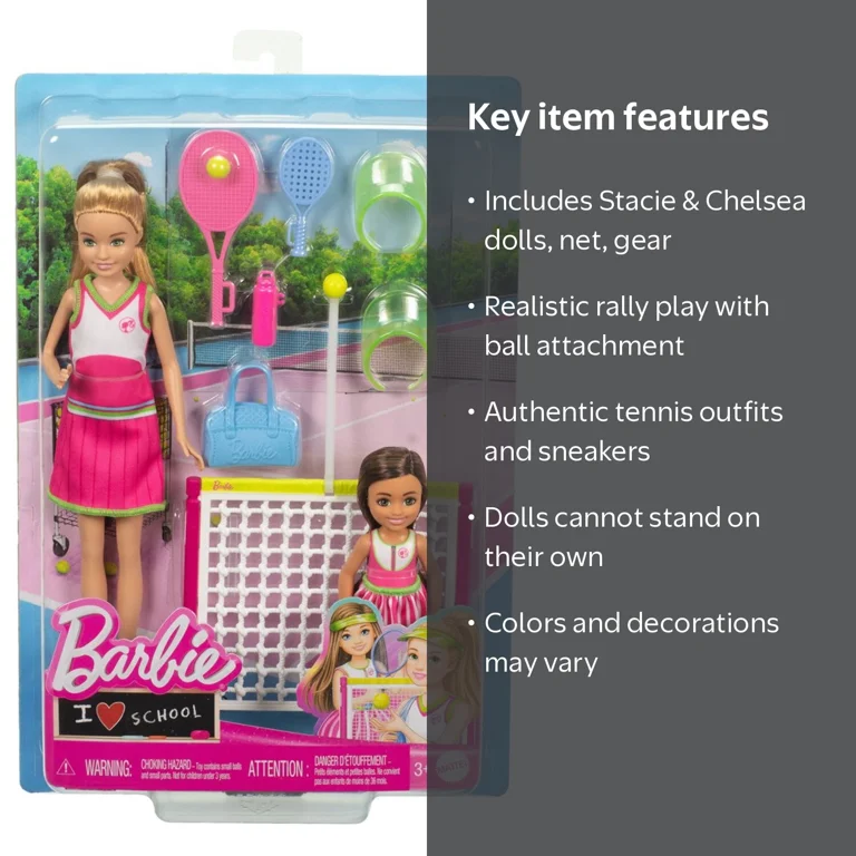 Mattel, Barbie Stacie and Chelsea Tennis Doll Set, 2 Pack