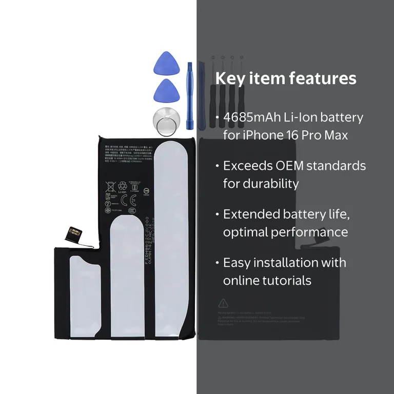 KIQ Replacement Battery For Apple iPhone 16 Pro Max(3.87V 4685mAh