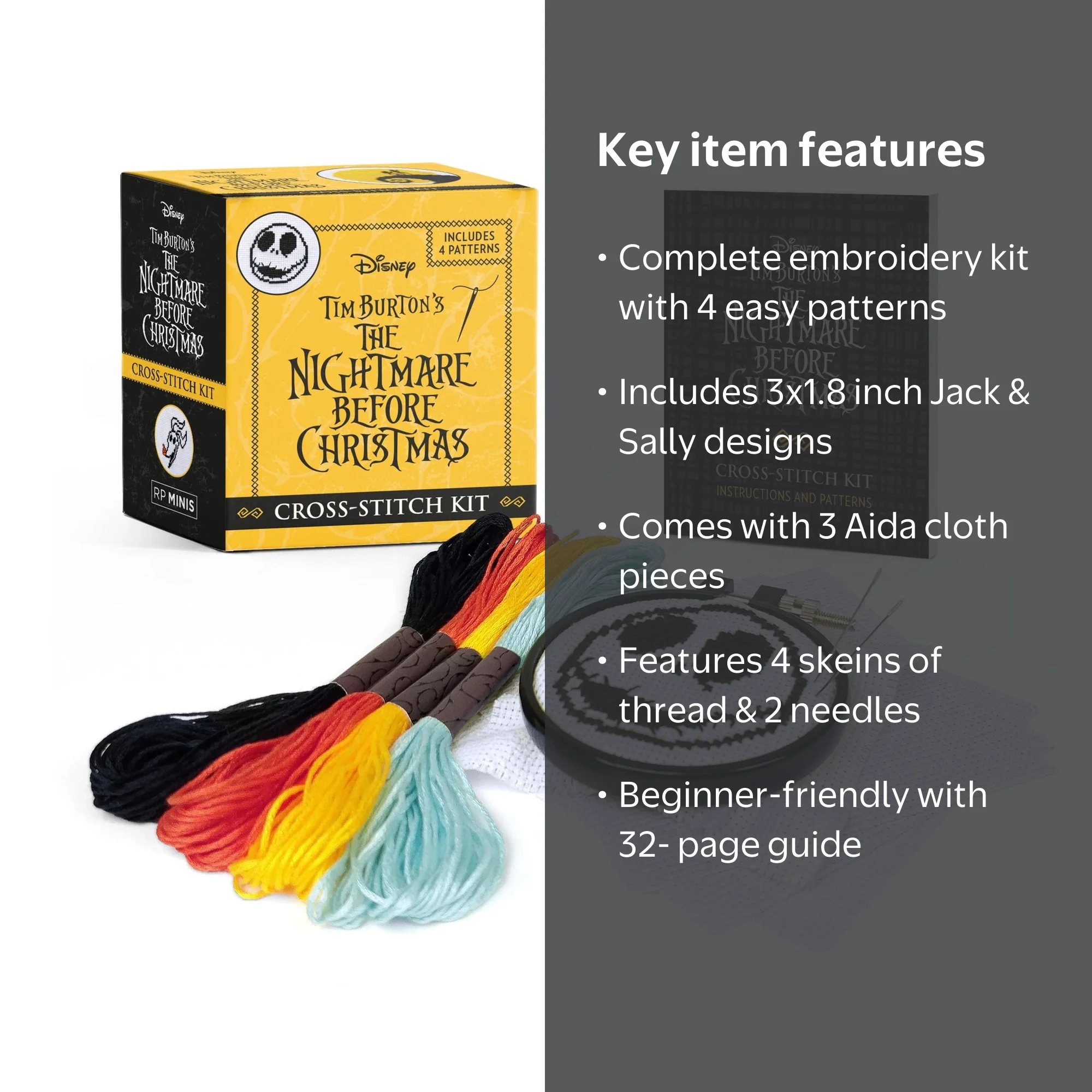 Running Press, Cross-Stitch Kit, 3'' x 1.80'', Features Jack and