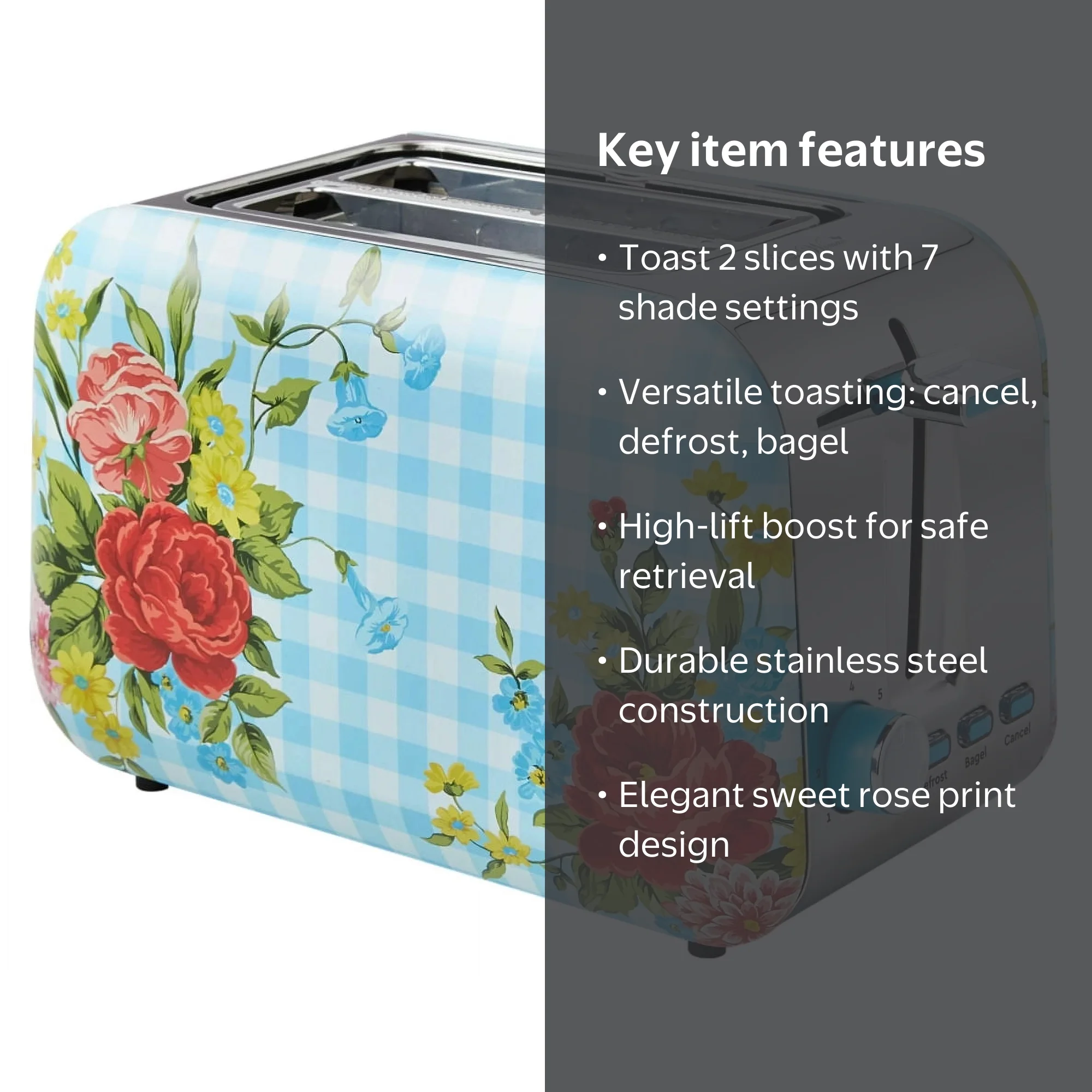♡トースト①♡ 【2点分】 The Pioneer Woman Sweet Rose 2-Slice Toaster, Blue, New - Walmart.com