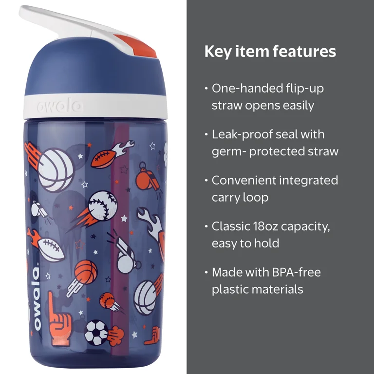 Owala Flip Kids Water Bottle, 18oz Blue - Walmart.com