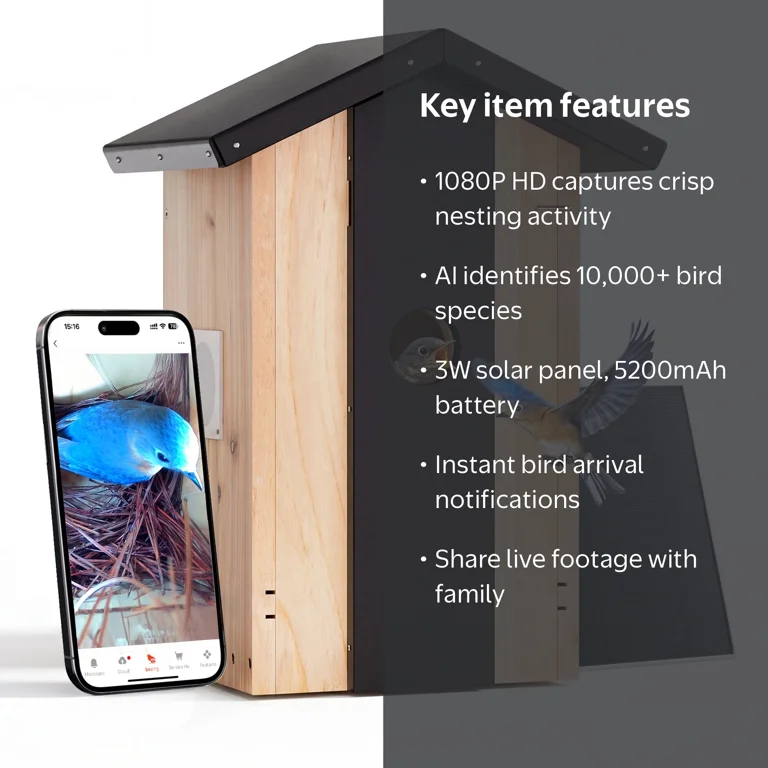 TT Nature Smart Bird House with Camera Solar-Powered,Perfect