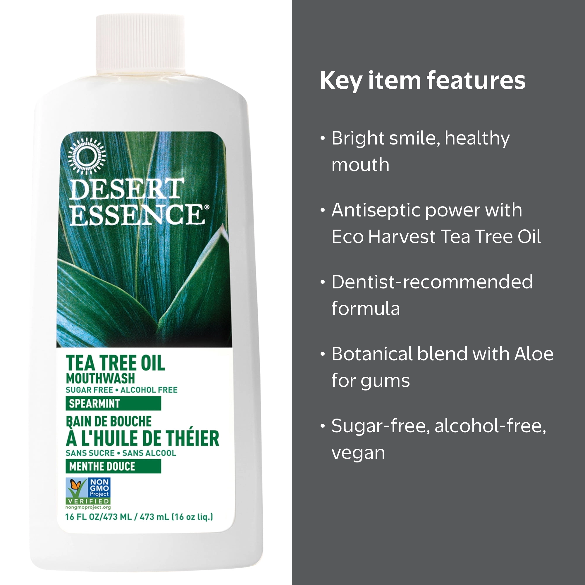 Desert Essence, Mouthwash, Tea Tree Oil, Spearmint, 16 Oz