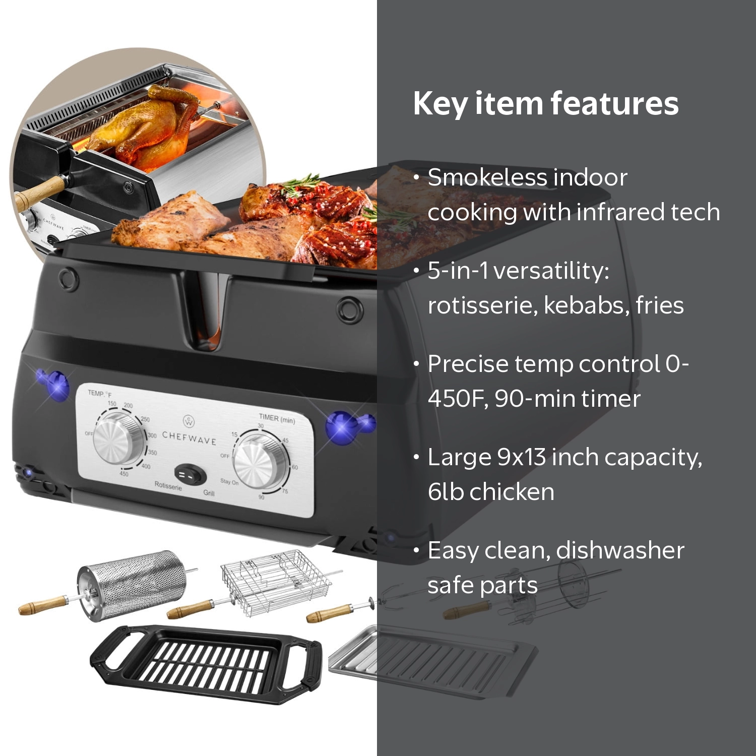 ChefWave Sosaku 5-in-1 Smokeless Infrared Indoor Countertop Oven