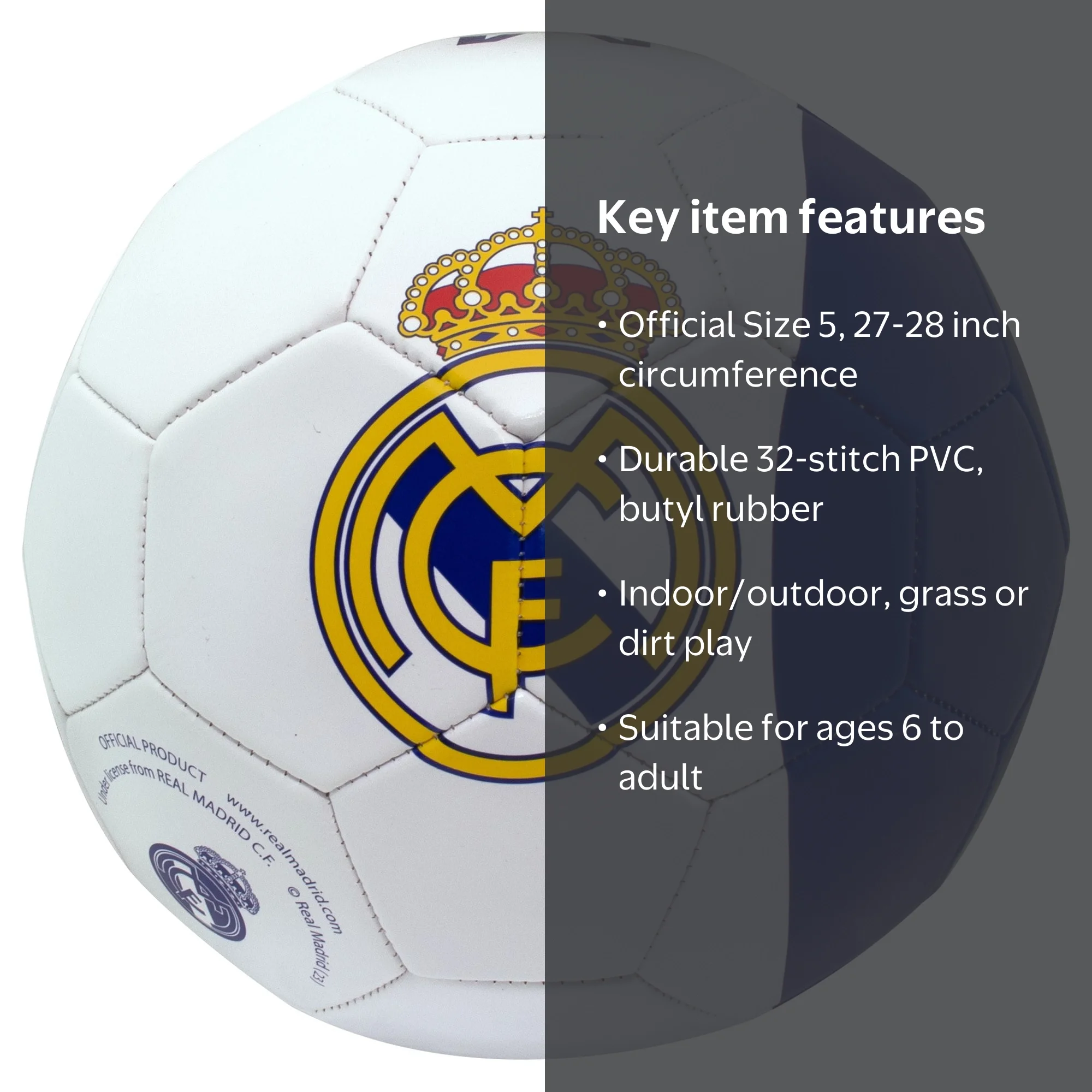 Real Madrid CF, Soccer Ball, Size 5, Official Licensed Collectible