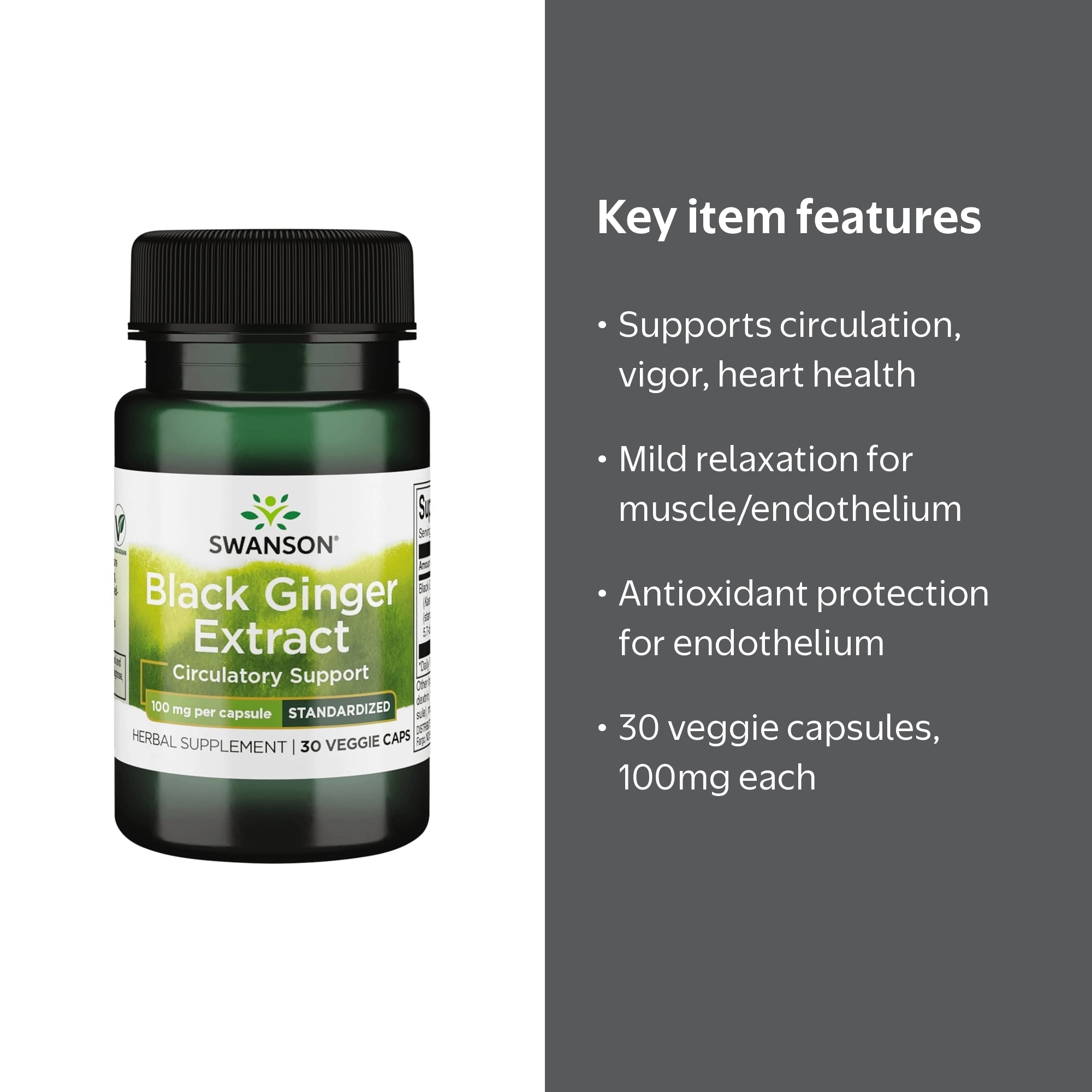 Swanson Superior Herbs Black Ginger Extract, Supports Circulation