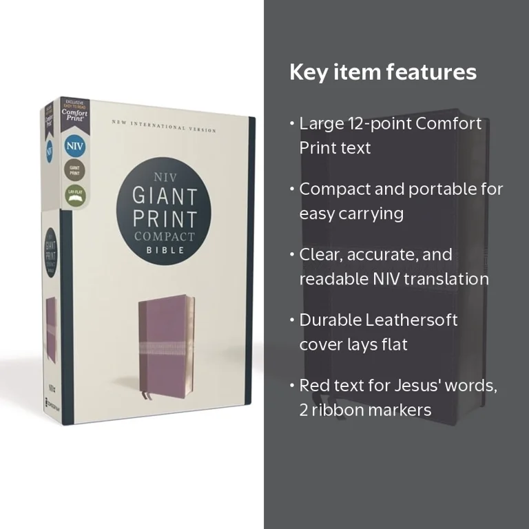 Zondervan, Giant Print Compact Bible, Leathersoft, Purple