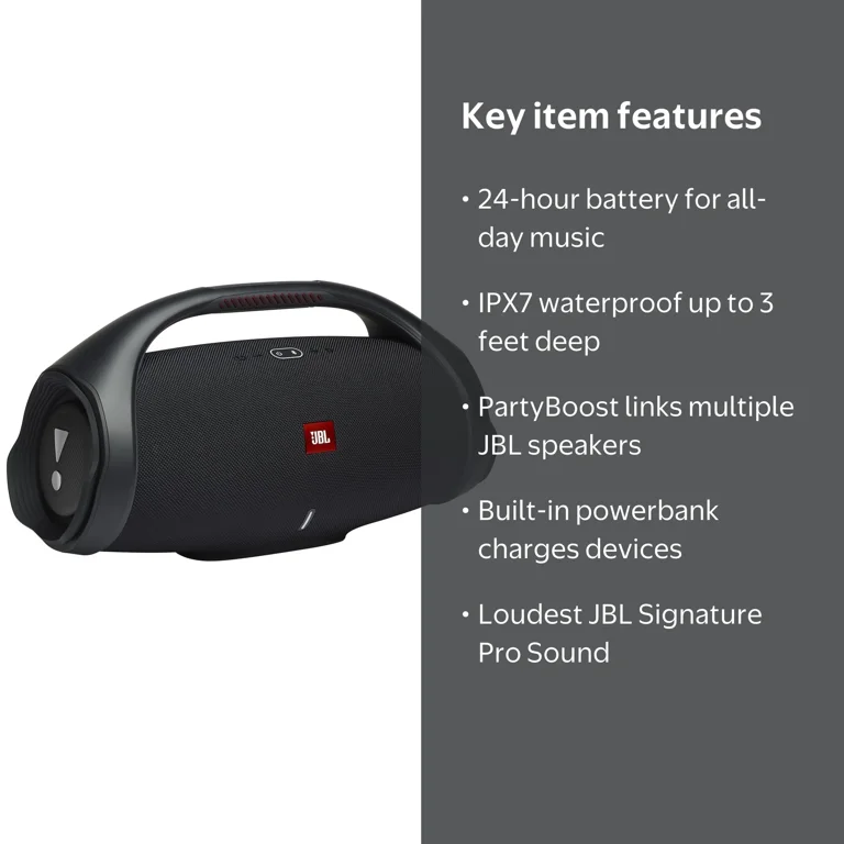JBL Bluetooth Portable Boombox 2 - Black, Waterproof, Powerful