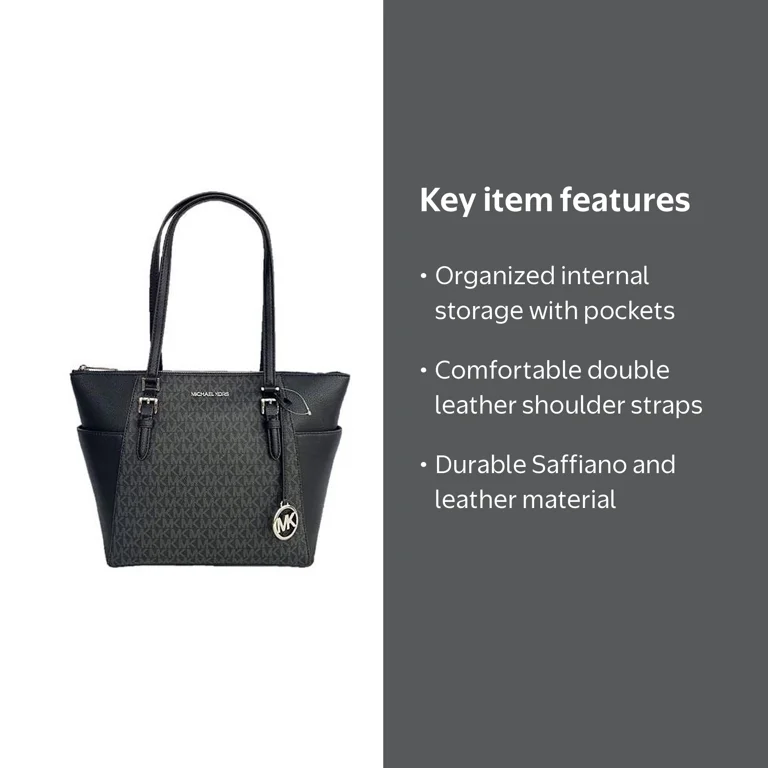 Michael Kors Charlotte Large Logo and Leather Top-Zip Tote Bag