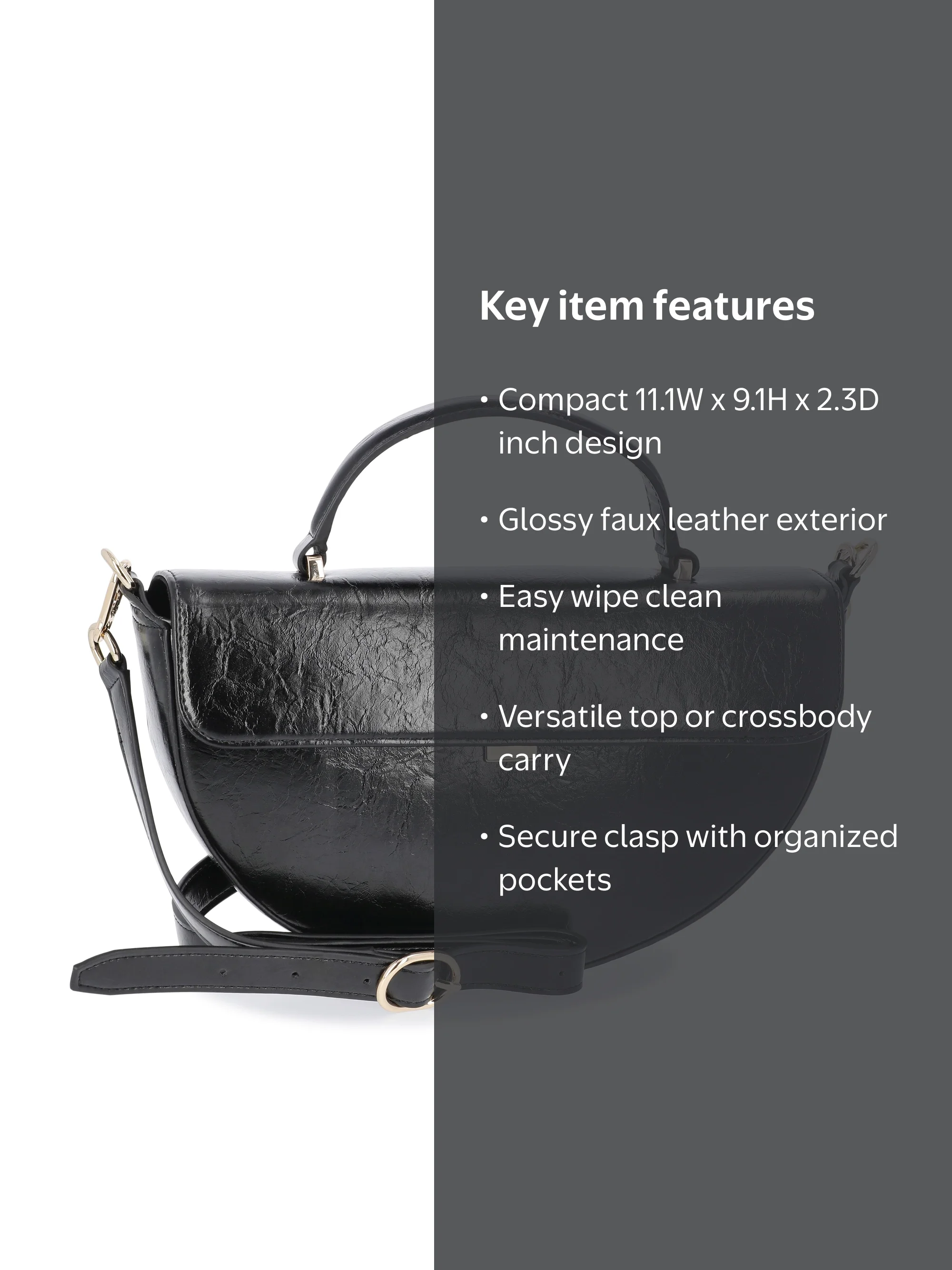 Scoop Women's Faux Leather Half Moon Satchel Bag, Black - Walmart.com