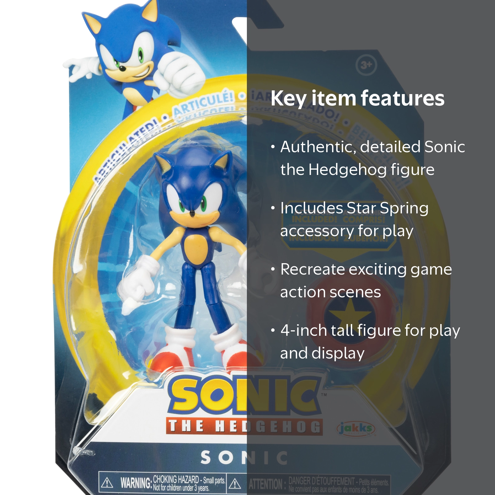 Sonic The Hedgehog 4 inch Articulated Figure With Star Spring