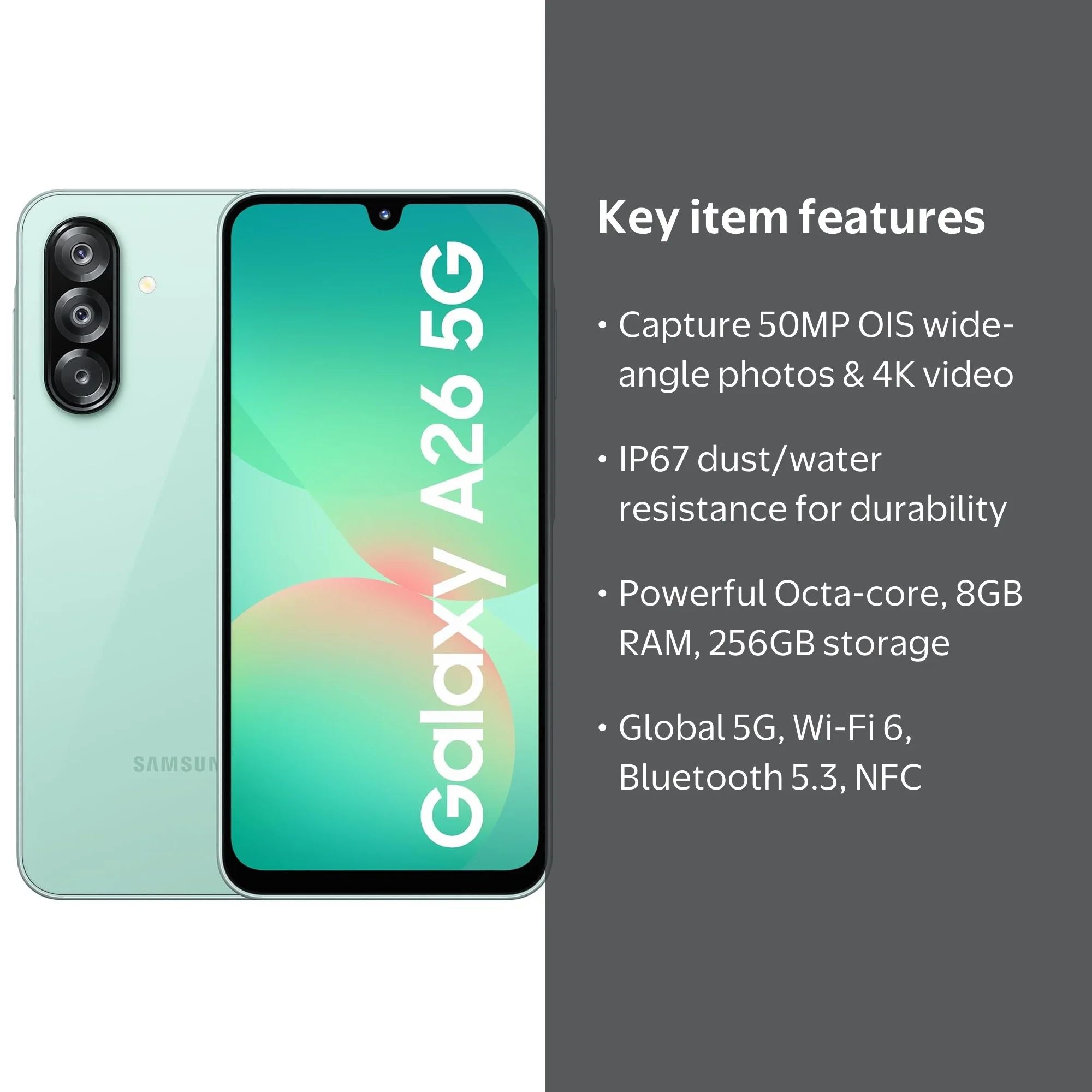 Samsung Galaxy A26 5G Smartphone, 256GB, 6.7 Inch Super AMOLED