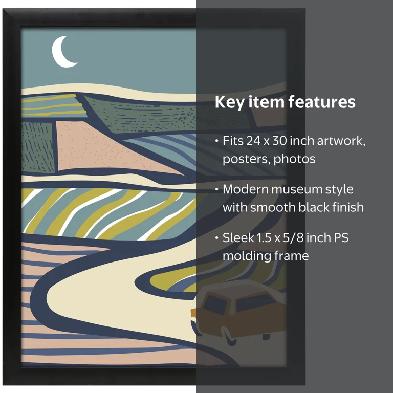 Mainstays Museum Poster Frame, 24 x 30, Black - Walmart.com