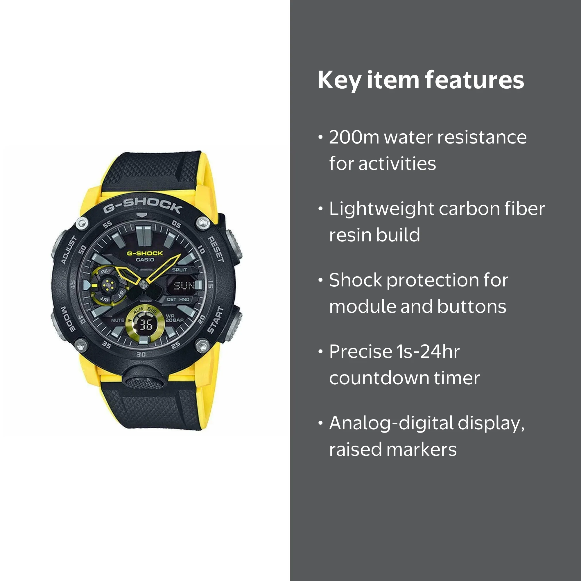 Casio G-Shock Analog-Digital World Time 200m Black/Yellow Resin