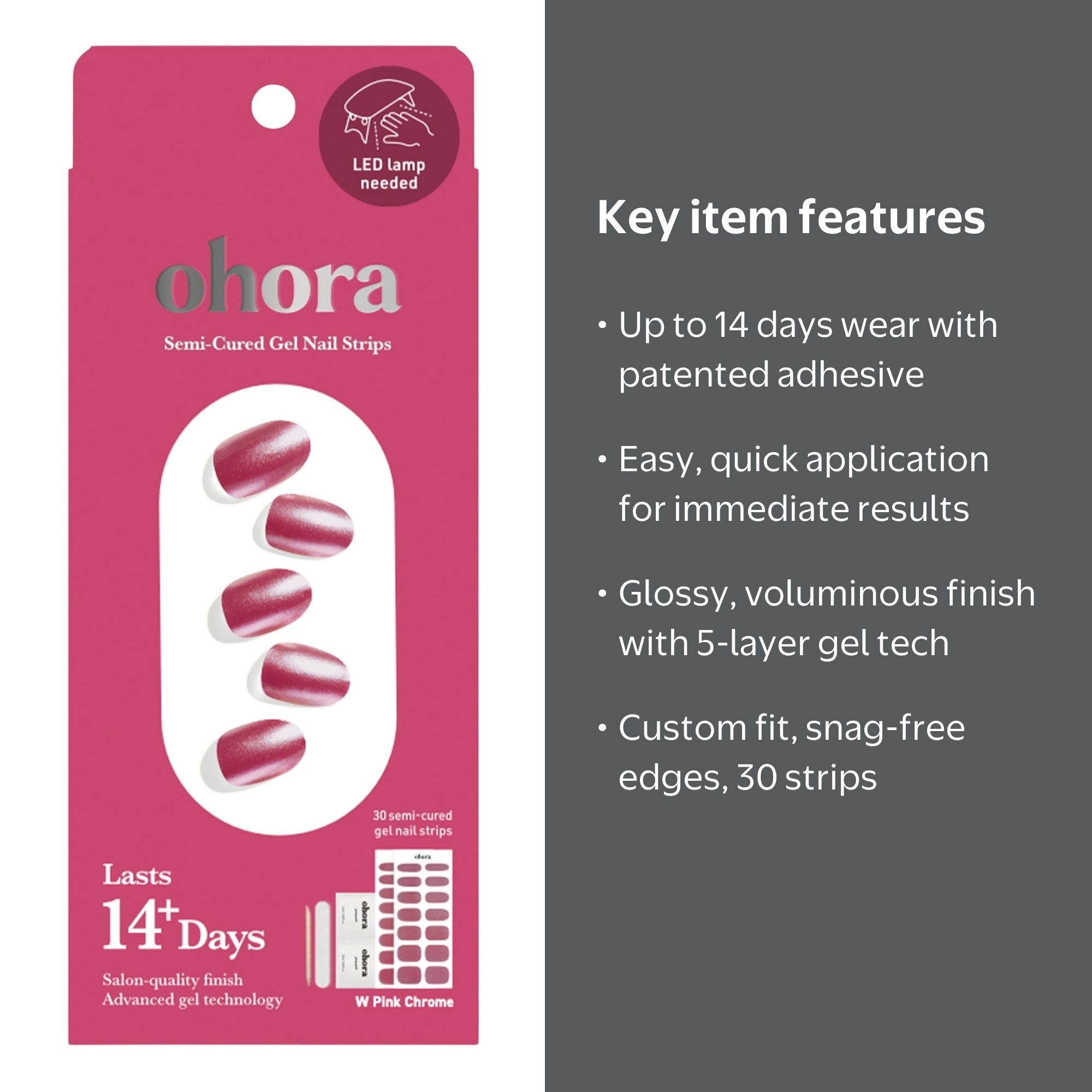 Ohora Semi-Cured Gel Nail Kit, Pink Chrome, 30 Count - Walmart.com