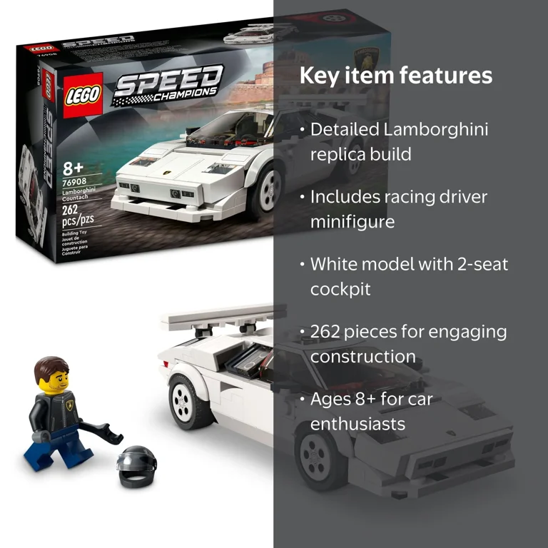 LEGO, Speed Champions Lamborghini Countach, 76908, 262 Pieces