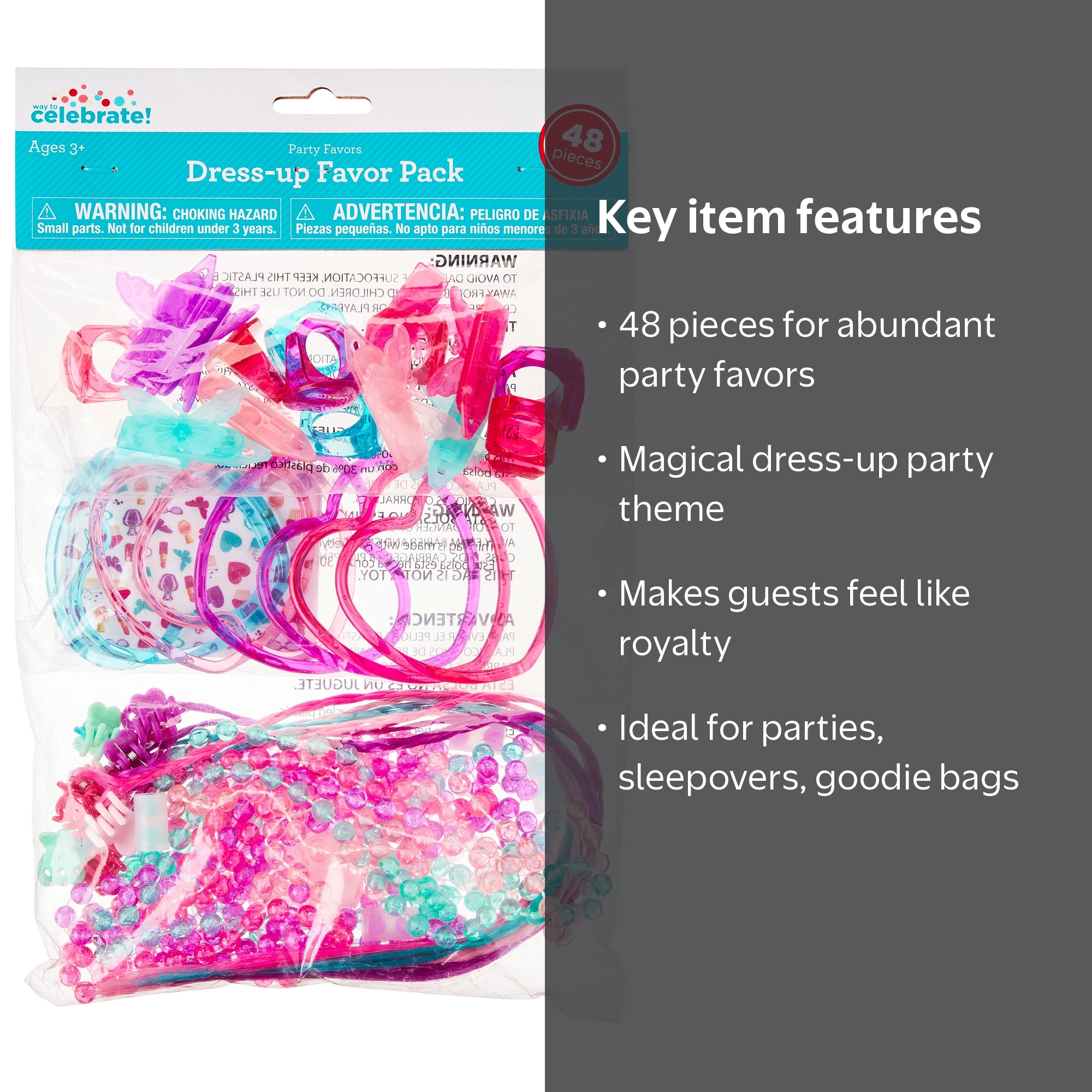 dress party favors Pink/Purple Dress-Up Party Favors Pack, 48 Pieces, by Way To Celebrate