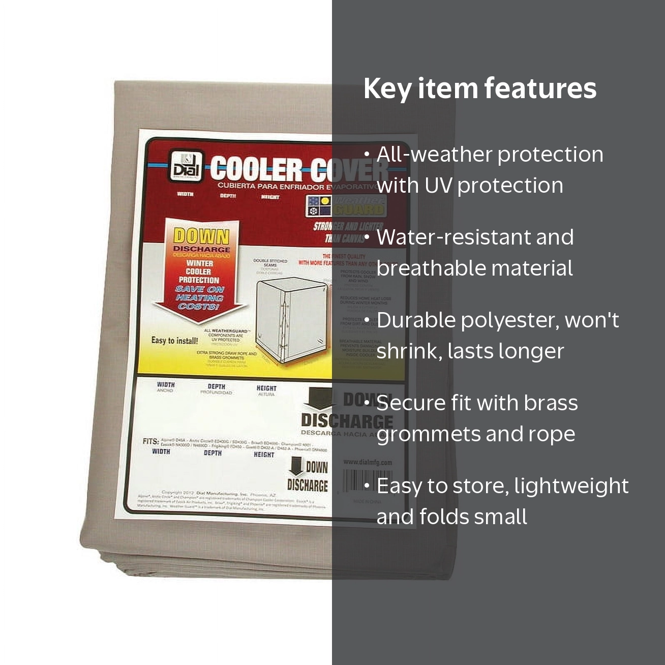 わページ ×４ Dial Mfg Evaporative Cooler Cover- 40 W x 40 D x 45 H In, Poly
