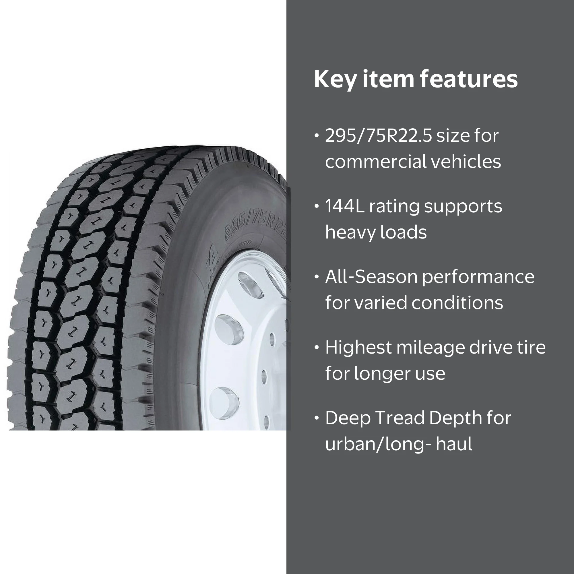 Toyo M647 All-Season 295/75R22.5 144 L Commercial Tire - Walmart.com