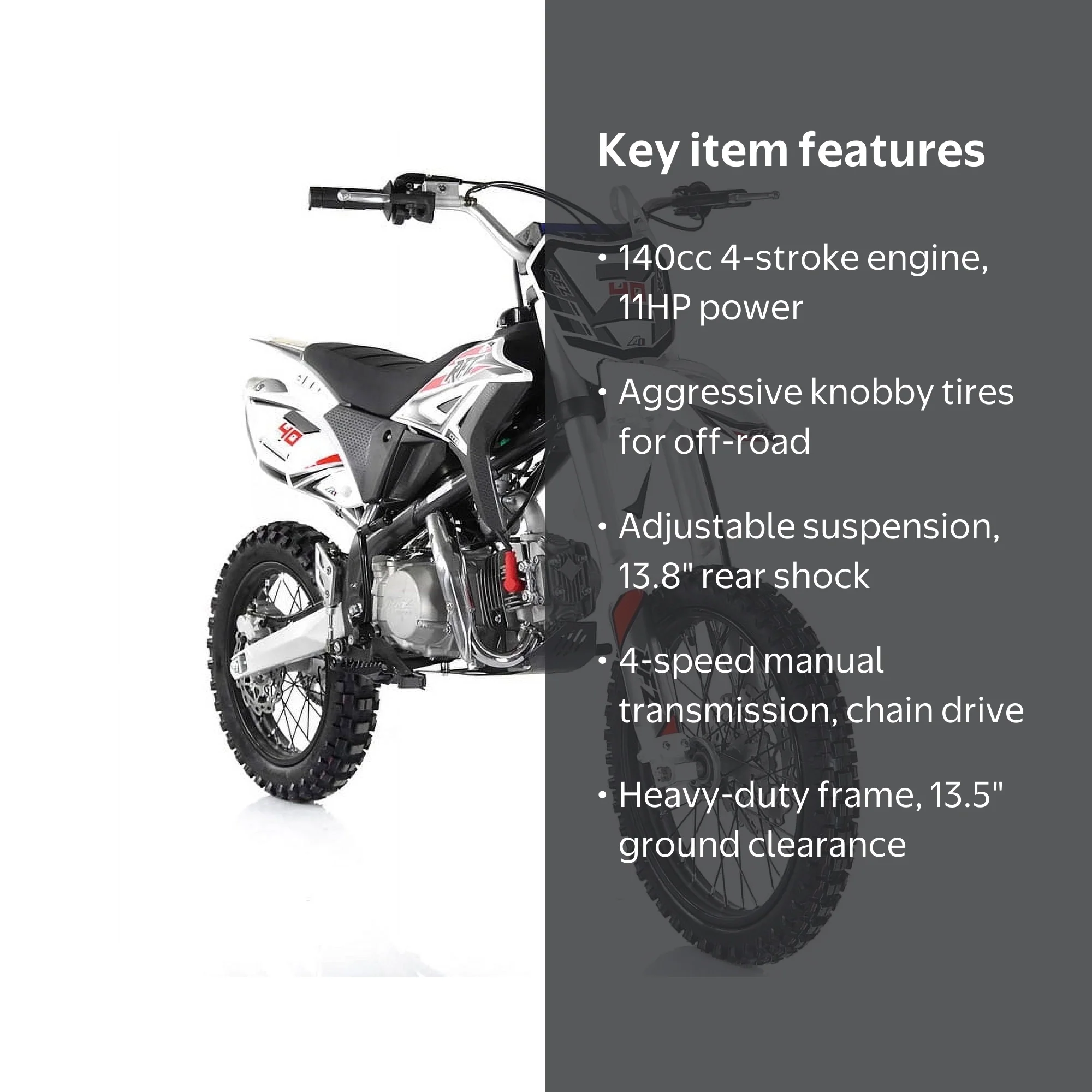 Apollo RFZ 140 Z40 Mid-Size Dirt Bike, 140cc, Manual, Youth/Adults