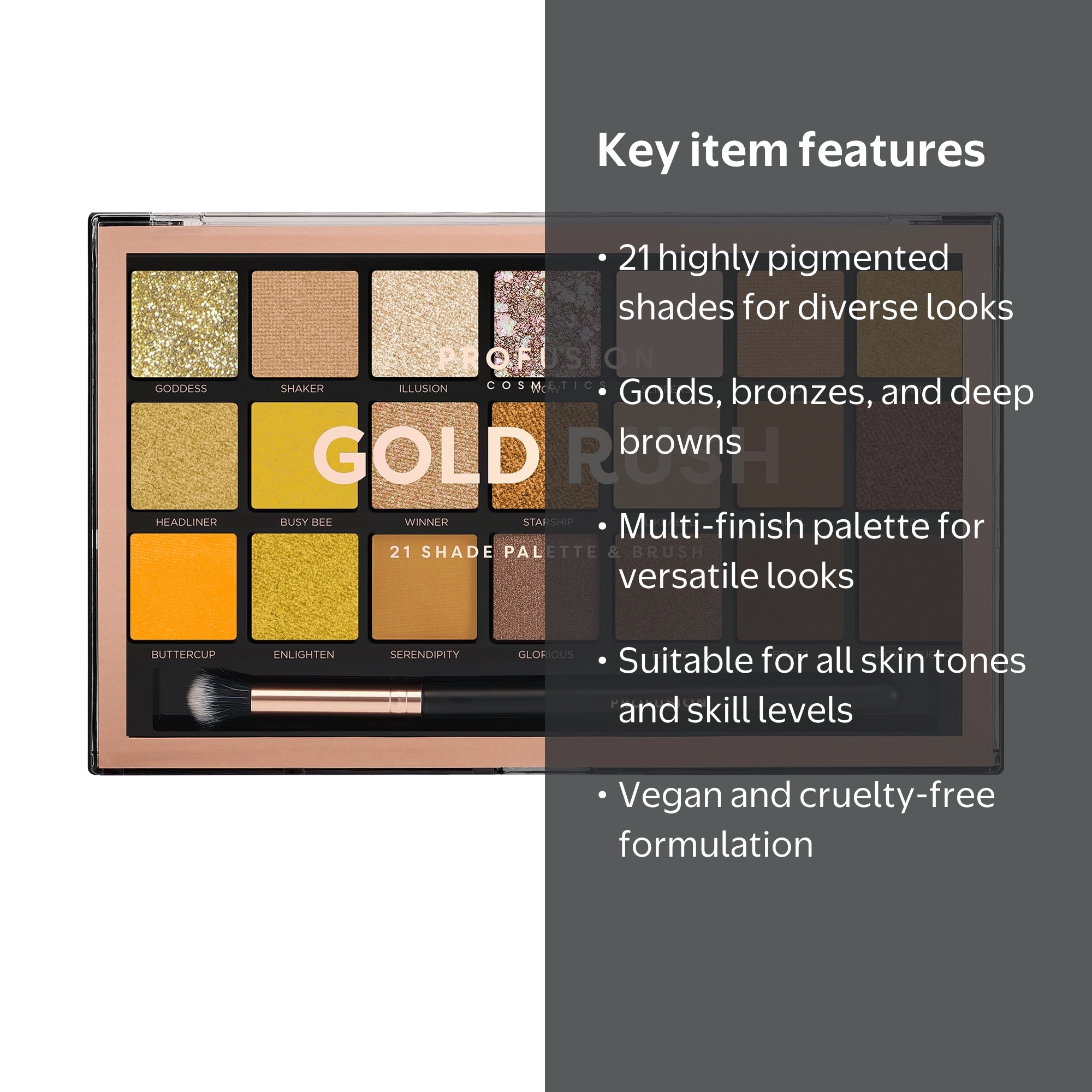 Profusion Professional Makeup Eyeshadow Palette - 21 Shade Gold