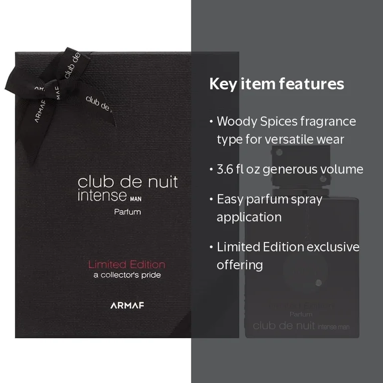 Armaf, Club De Nuit Intense Parfum Spray, 3.6 oz, Woody Spices