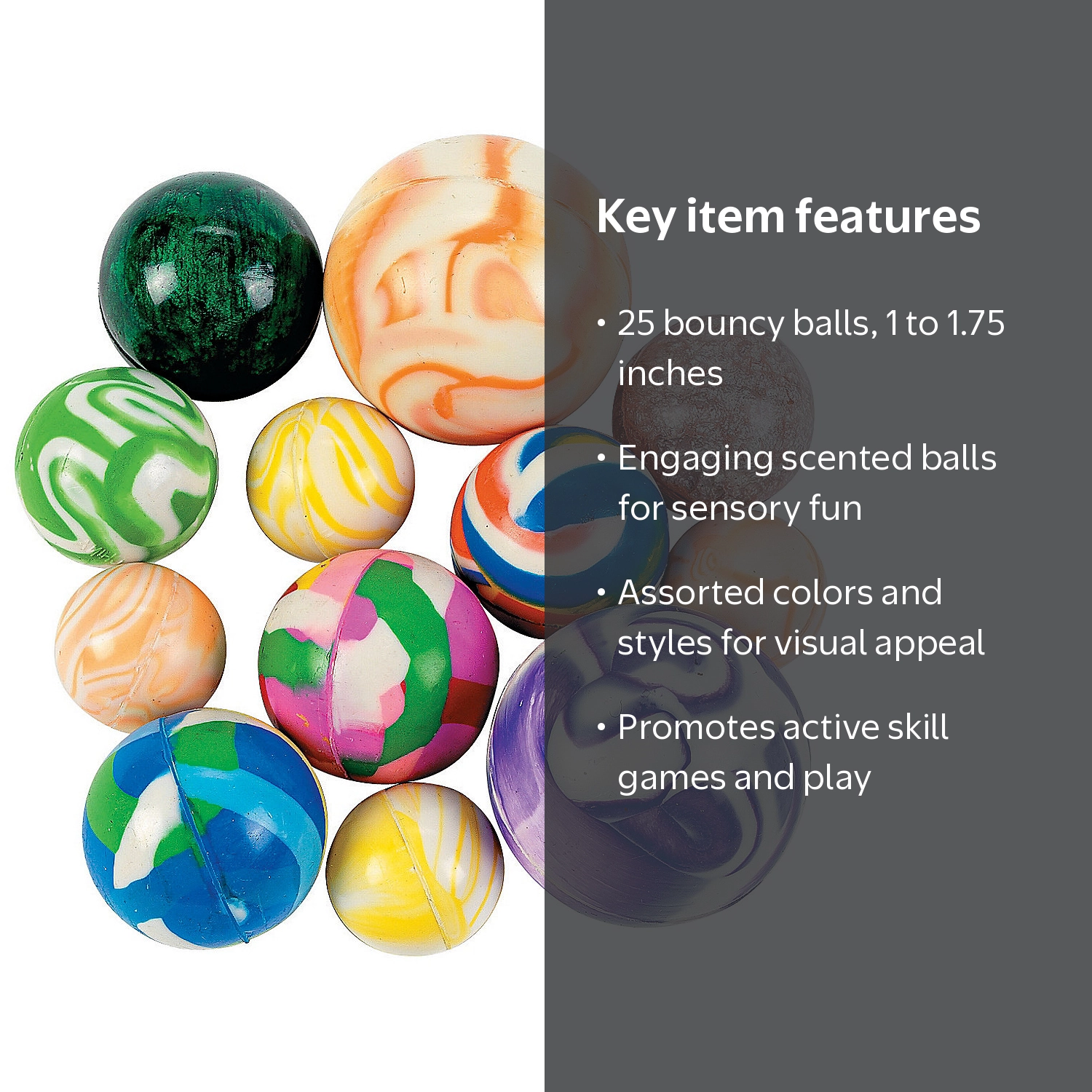 Fun Express Bouncing Ball Assortment, 25 Pieces, 1-1 3/4 Inch