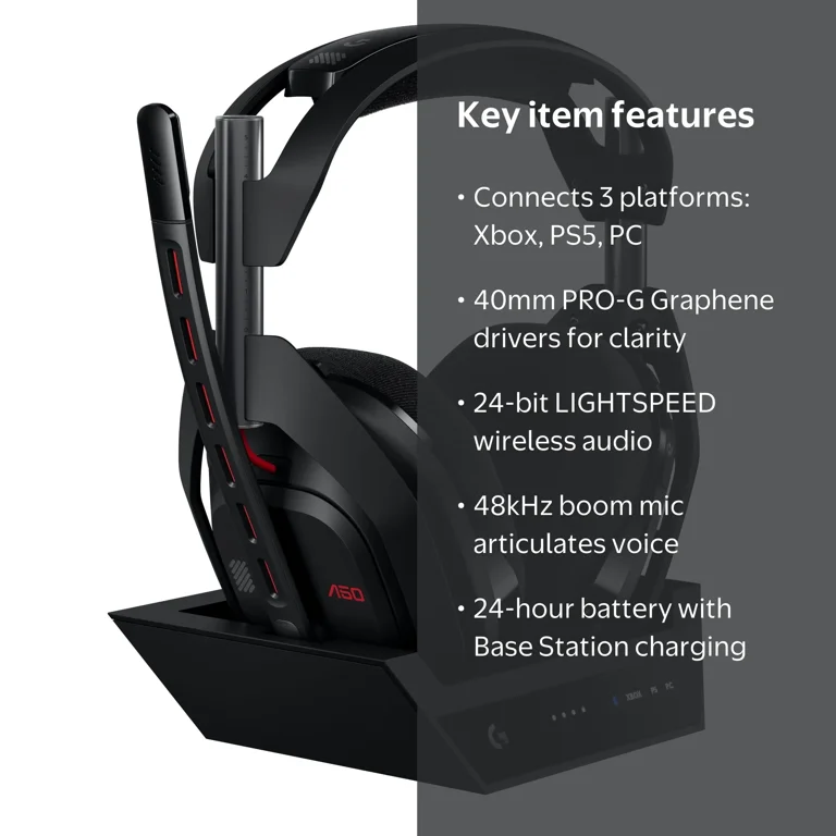 Logitech Astro A50 LIGHTSPEED Wireless Gaming Headset + Base