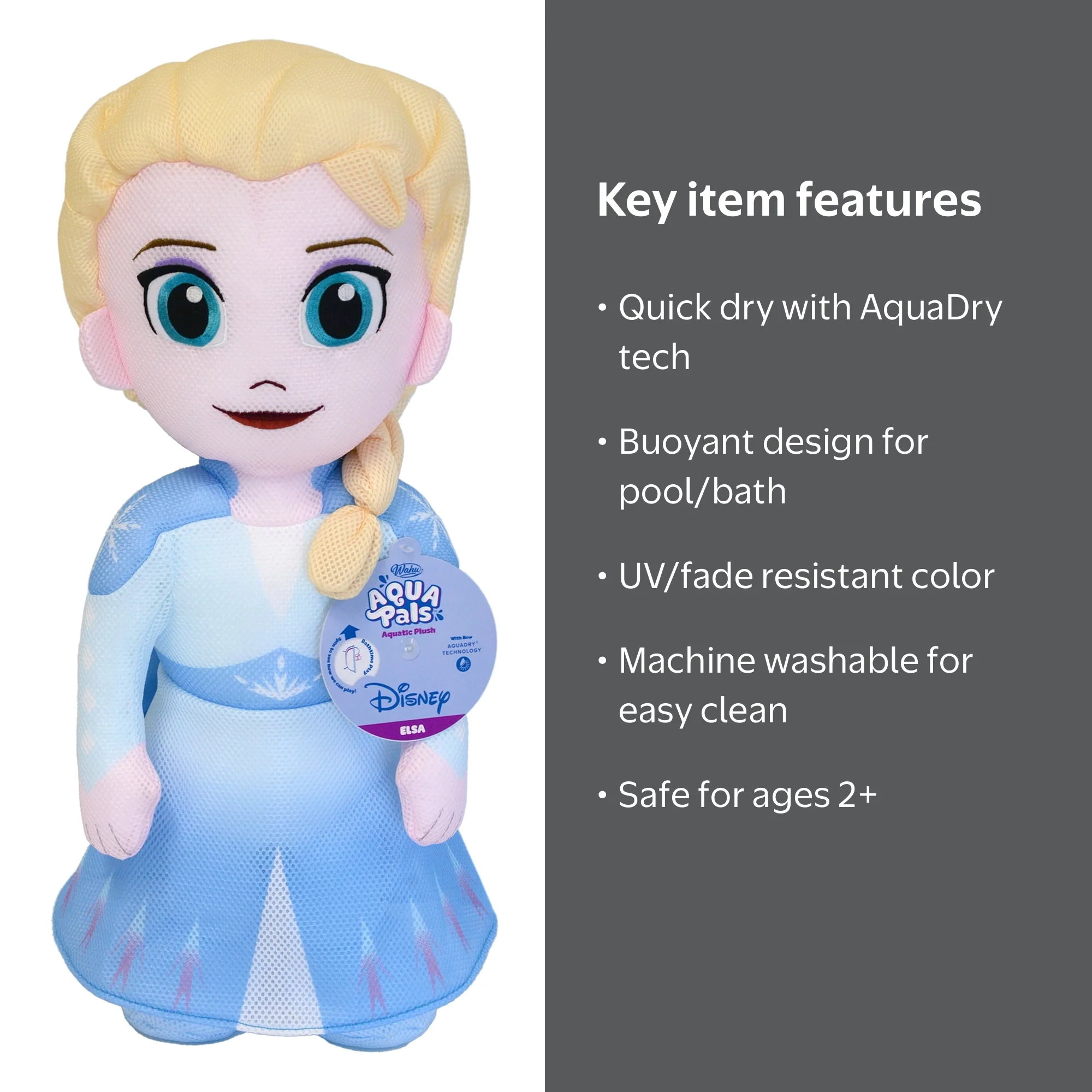 WAHU Aqua Pals Disney Classic Elsa Plush Water Toy for Kids Ages 2