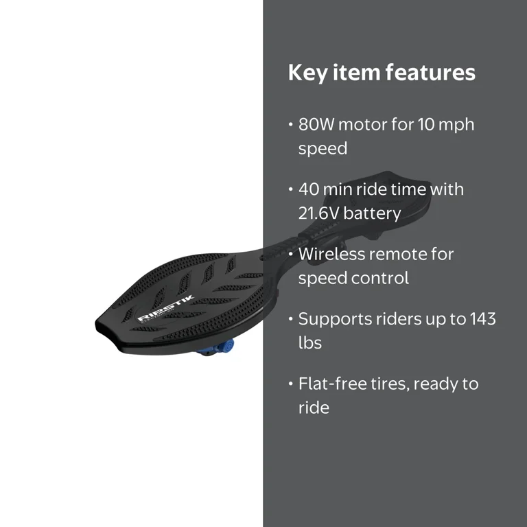 Razor RipStik Rush Electric Caster Board Skateboard - Black, up to
