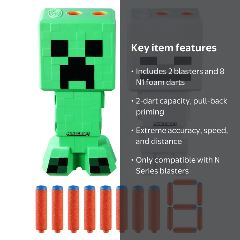 Nerf Minecraft Creeper & Skeleton Mob 2-Blaster pack, 8 N1 Darts