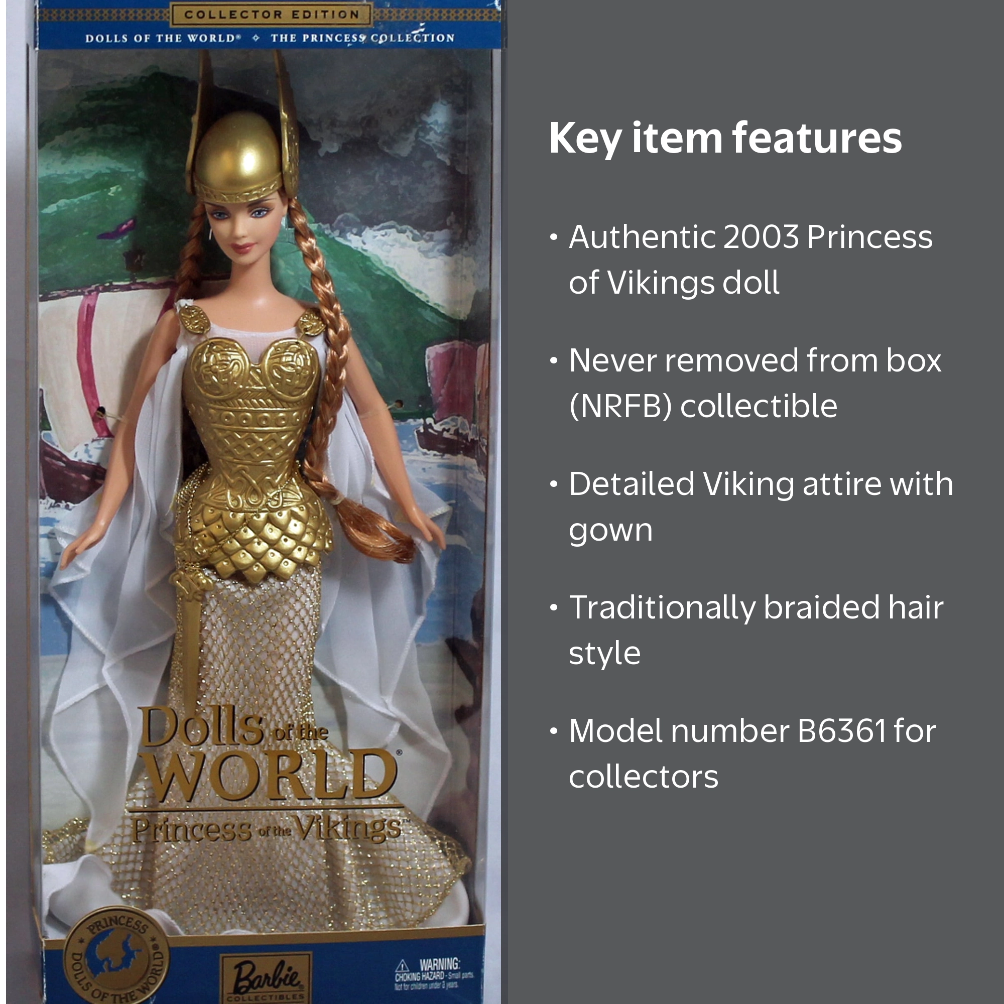 2003 Princess of the Vikings Barbie, NRFB, (B6361) Non-Mint Box