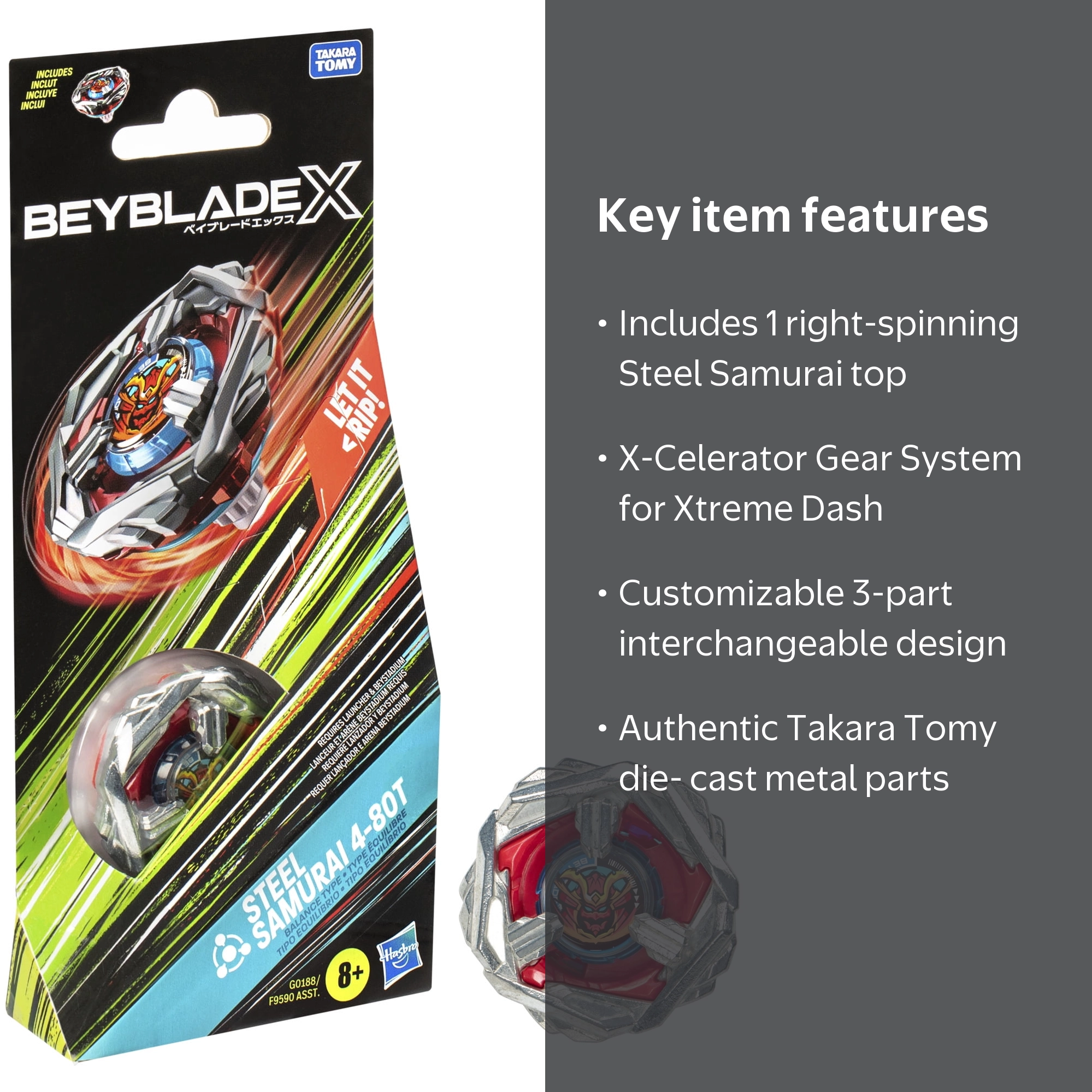 Beyblade X Steel Samurai 4-80T Booster Pack with Balance Tops