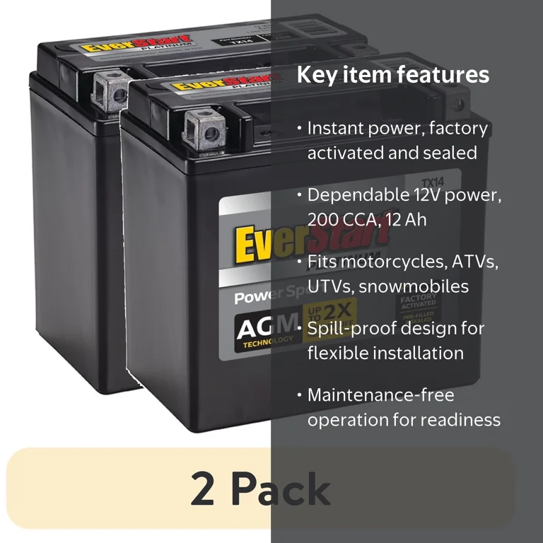 Cattier エイトハート750mlx2本 2 pack) EverStart Platinum AGM Power Sport Battery, TX14 Group