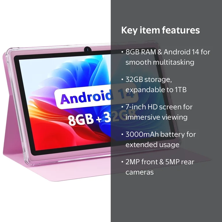 ZZB, Android 14 Tablet, 7 Inch, Pink, 8GB RAM, 32GB ROM - Walmart.com ZZB, Android 14 Tablet, 7 Inch, Pink, 8GB RAM, 32GB ROM - Walmart.com